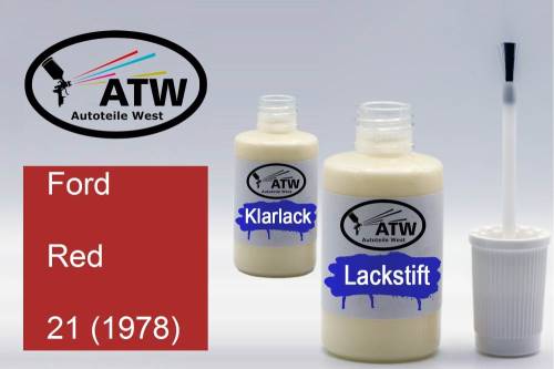 Ford, Red, 21 (1978): 20ml Lackstift + 20ml Klarlack - Set, von ATW Autoteile West.